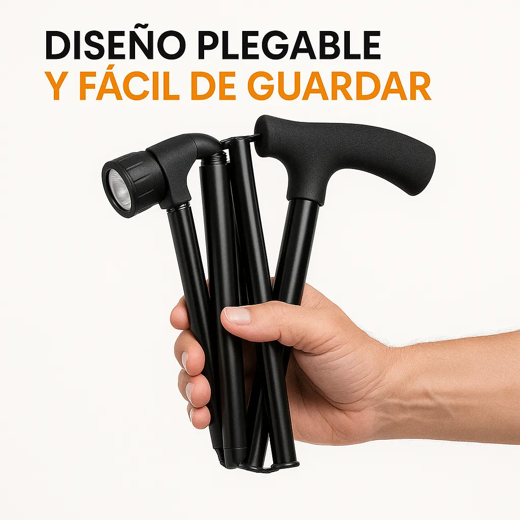 Bastón ortopédico plegable® retráctil y luz led